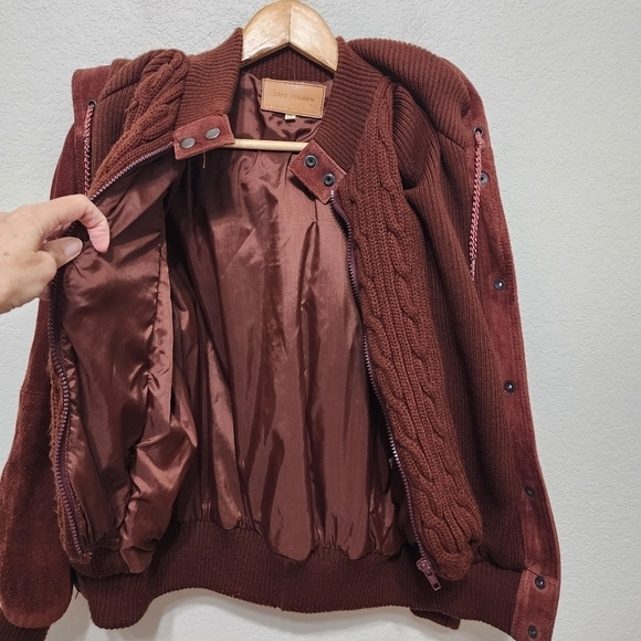 Vintage David Benjamin Burgandy Hooded Bomber Jacket Size 7/8 - Picture 7 of 16